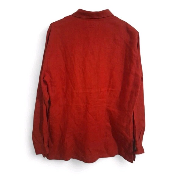 Lino By Chico's Red Button Up Shirt Size 2, M 100% Linen Valentines Luxury - Picture 2 of 6